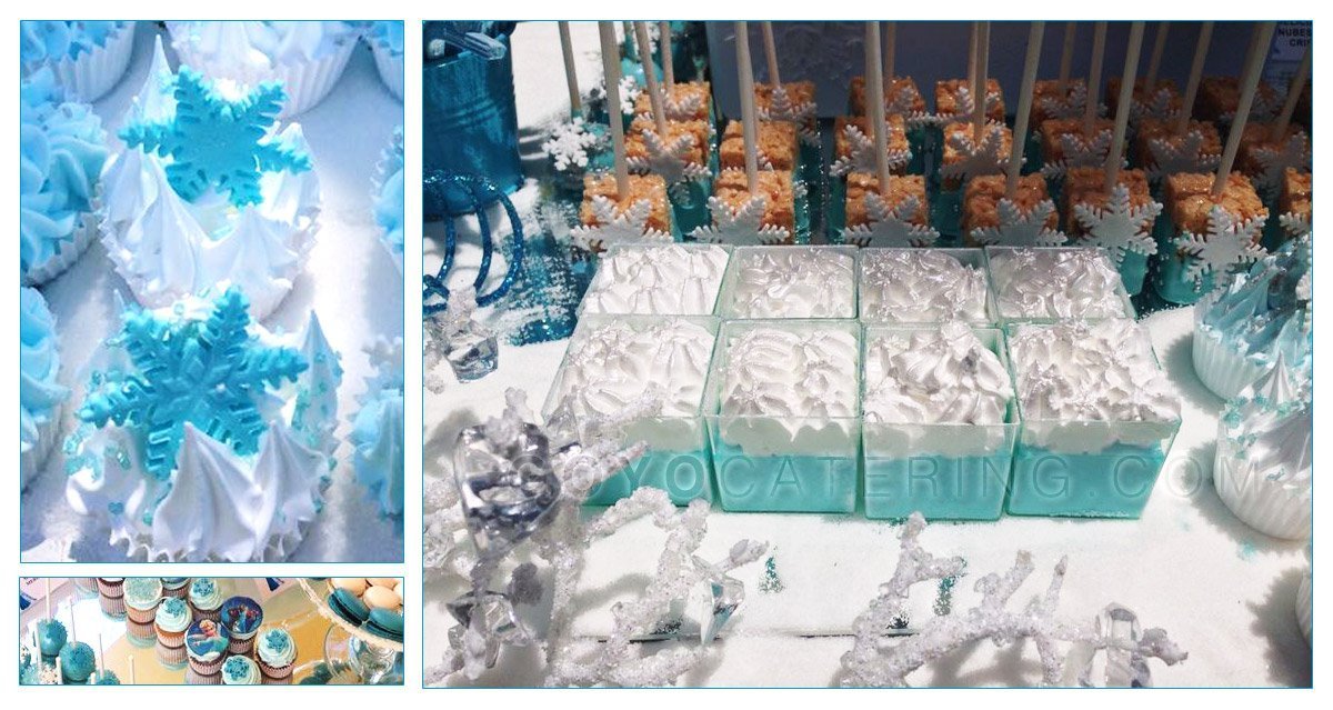 La nieve reflejada en diferentes elementos del Candy Bar. | Goyo Catering