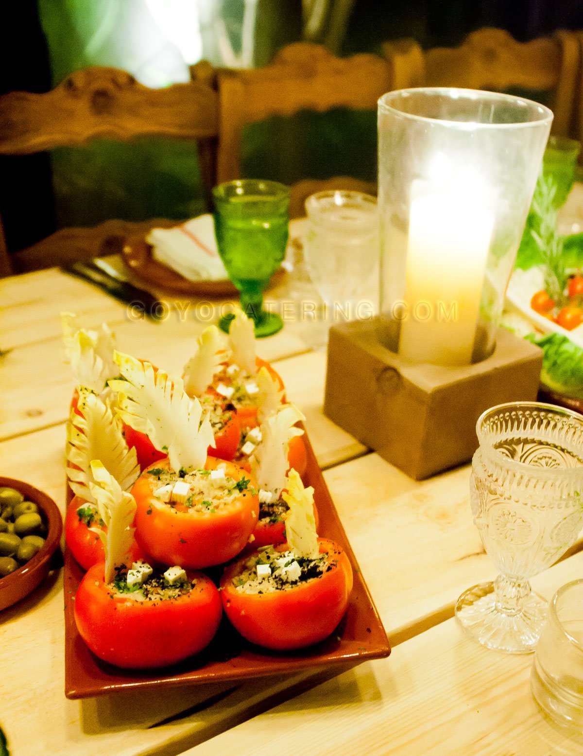 Tomatoes in clay trays. | Goyo Catering