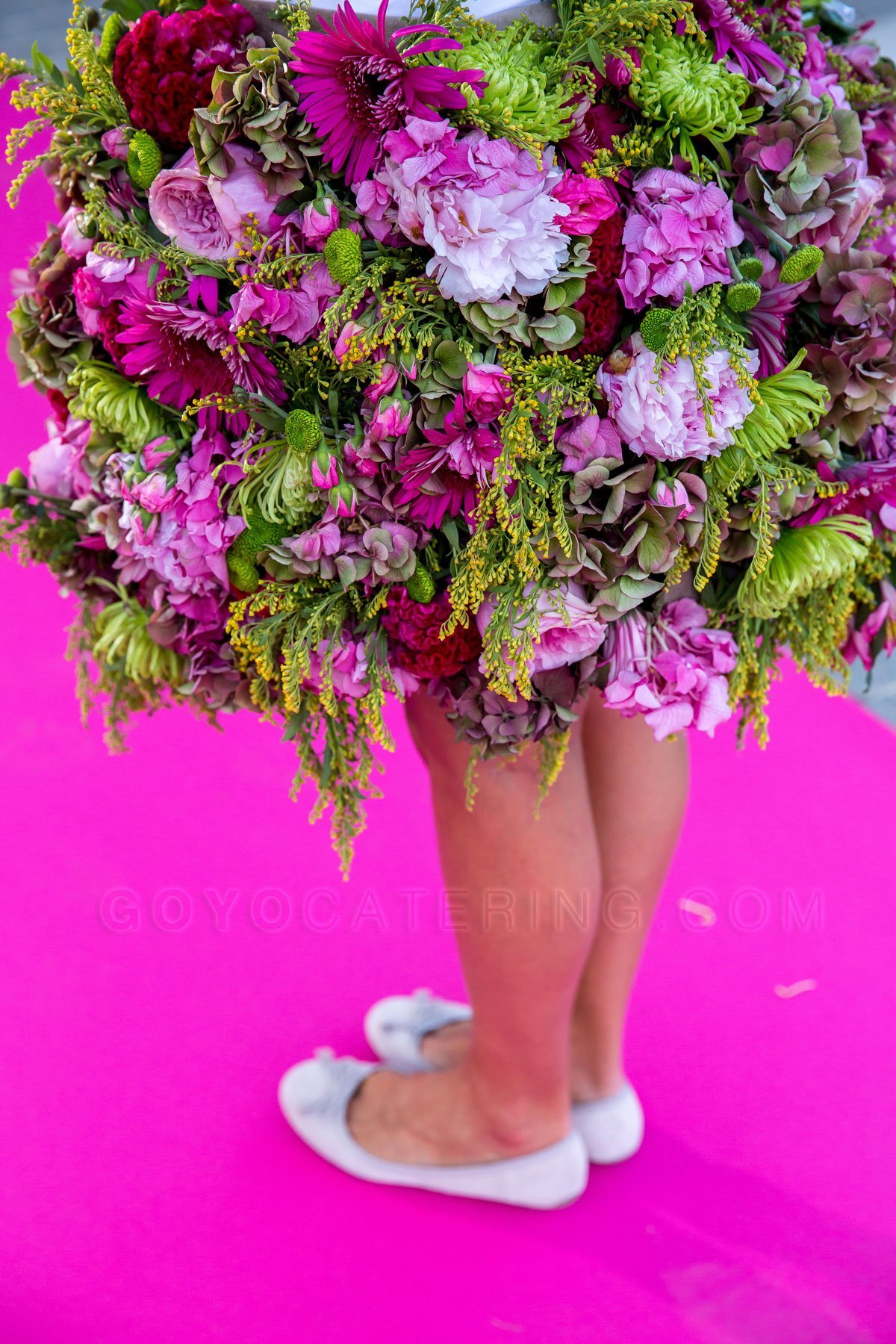 Floral decoration on skirts.